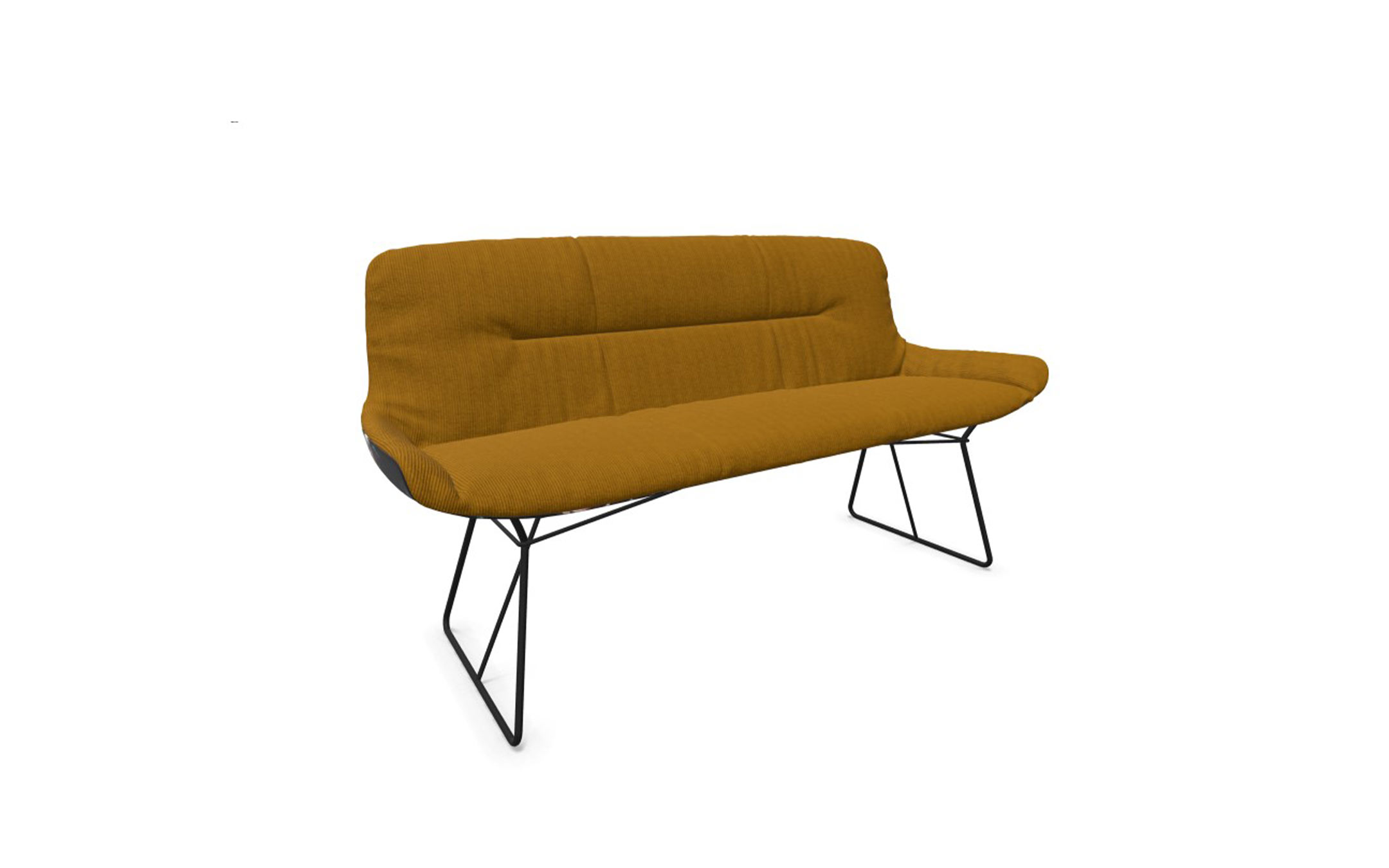 freifrau_2023_Leya_Bench_1-1_ME001_Riga-Kaki_Gobelin-Eden_front Platzhalter