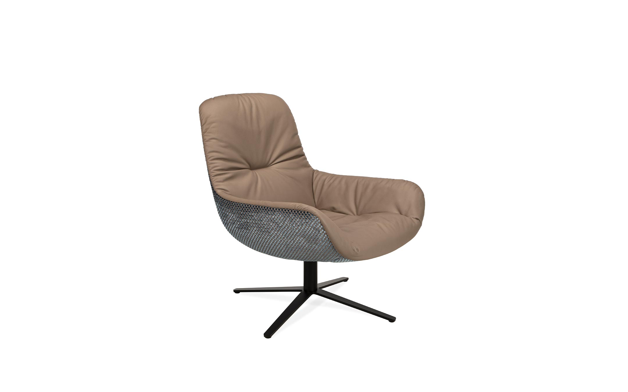 freifrau_2023_Leya_Lounge-Chair_2-3_ME001_Sahara-Stone_Raphael-Bleu-Glacier_front Platzhalter